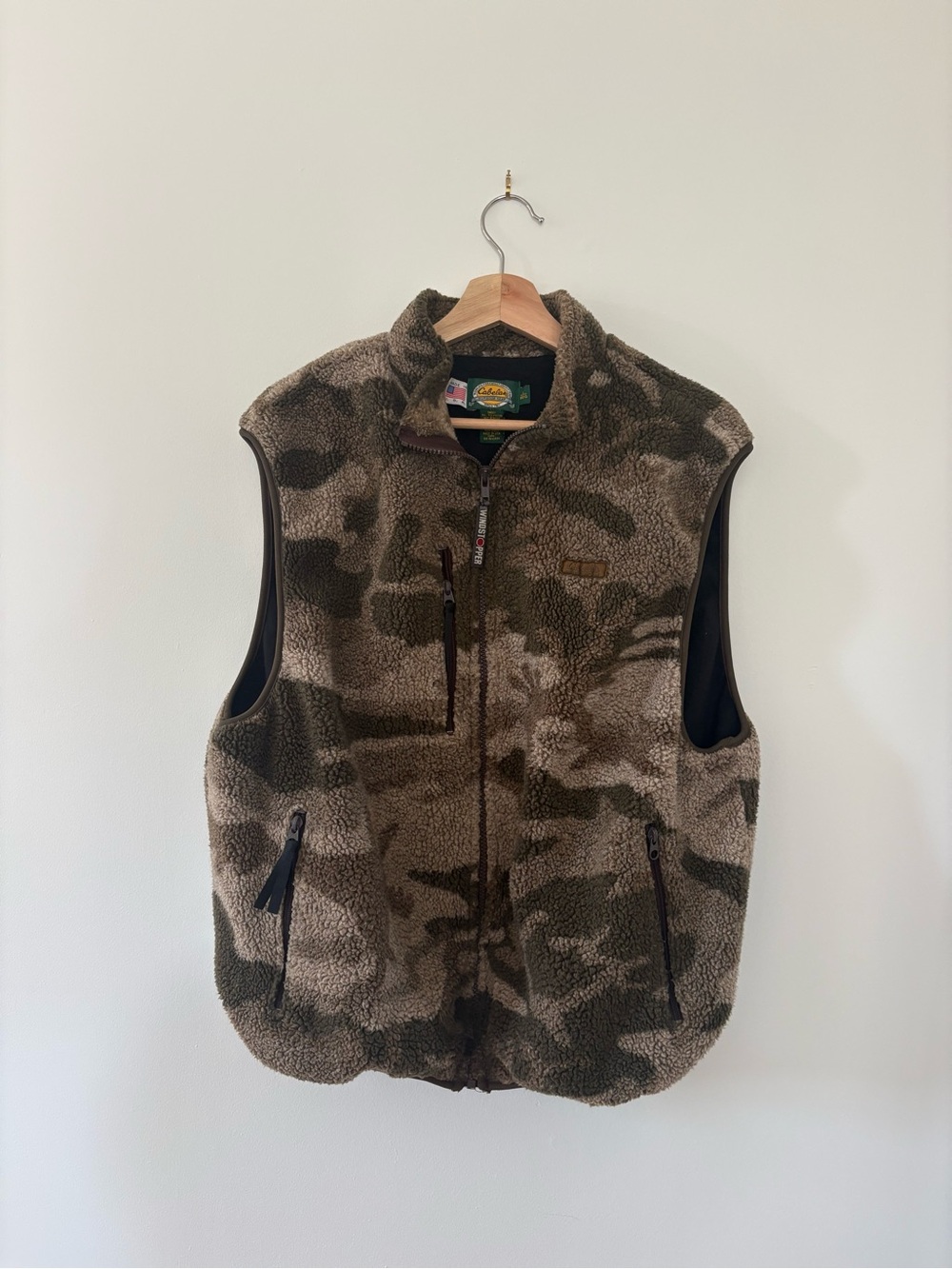 Vintage Cabela's Olive Green Sherpa Fleece Vest